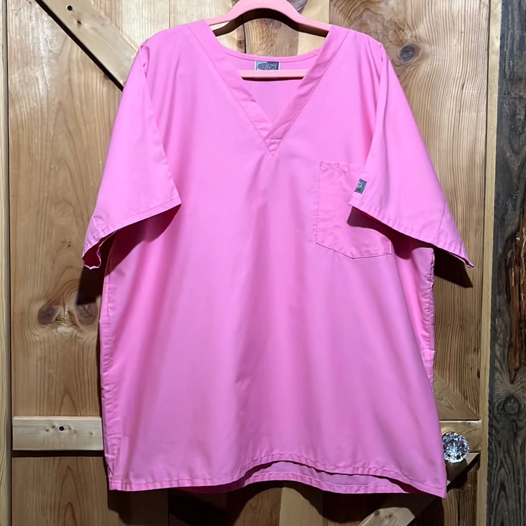 Scrubzone Size Xxl Pink Scrub Top V-Neck Front Left Pocket In Great Condition